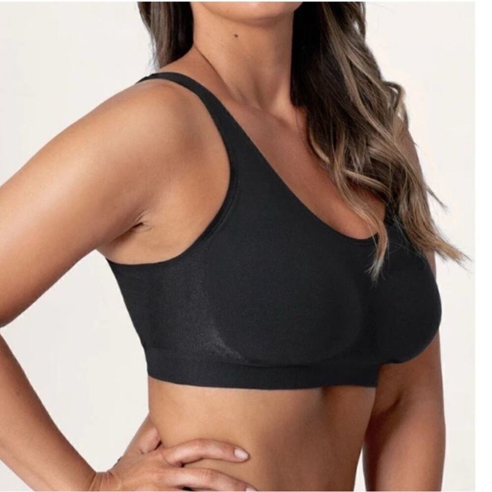 TRUEKIND Daily Comfort Wirefree Shaper Bra BLACK Support Stretch NWT 3XL